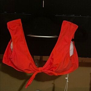Vibrant Red Tie-Front Bikini Top